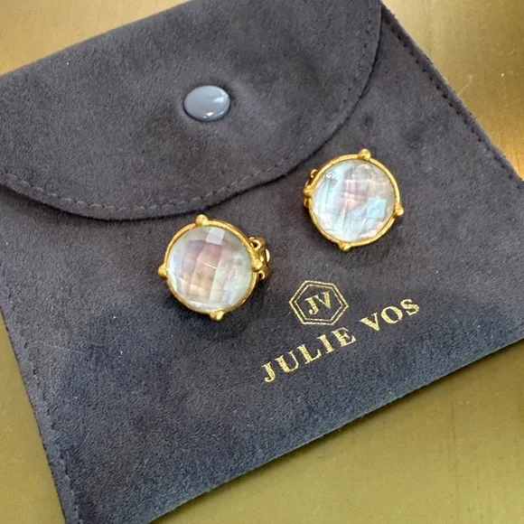 Julie Vos gold statement clip on earrings NWOT - Picture 4 of 4
